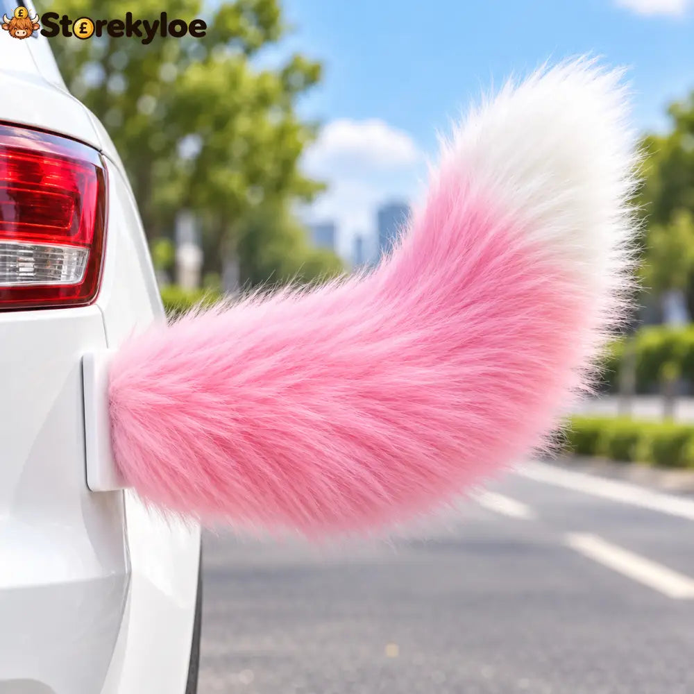 🐾 Remote Control Moving Car Tail – Usb Rechargeable Fluffy Vehicle Decoration - pink