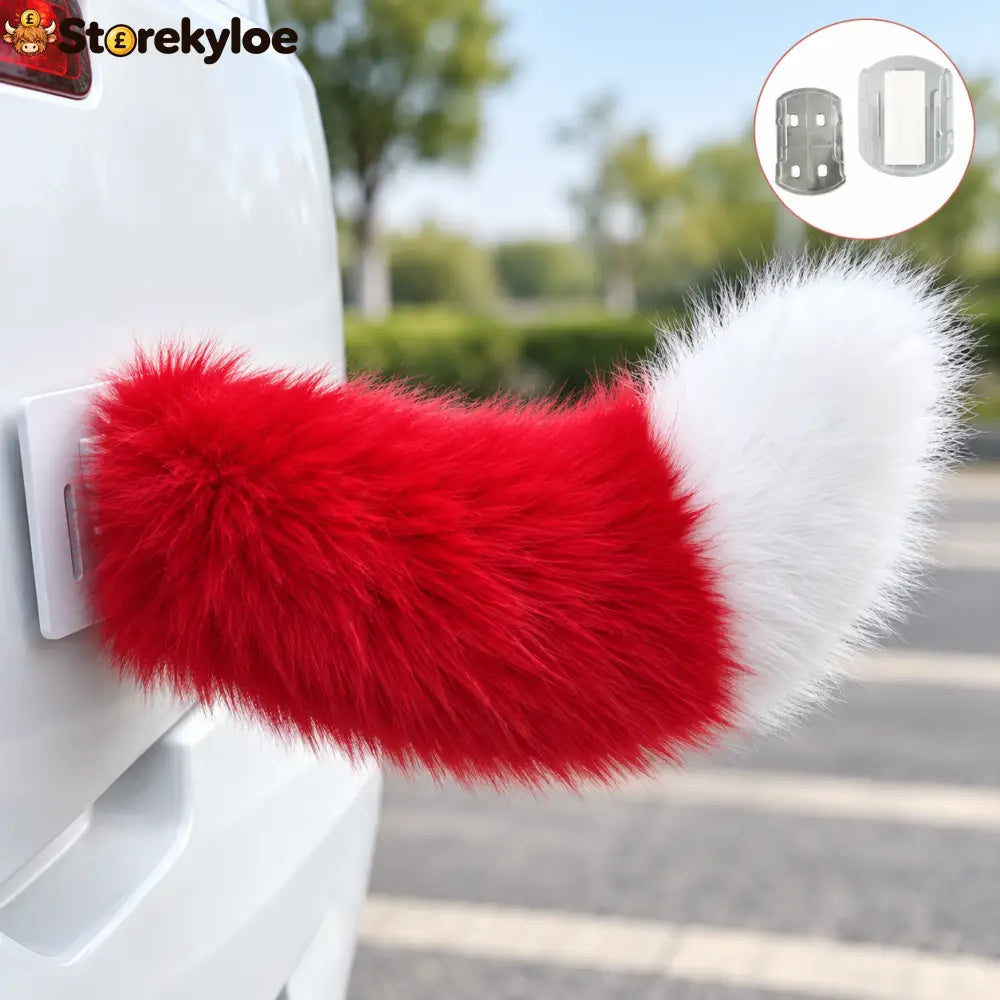 🐾 Remote Control Moving Car Tail – Usb Rechargeable Fluffy Vehicle Decoration - Red