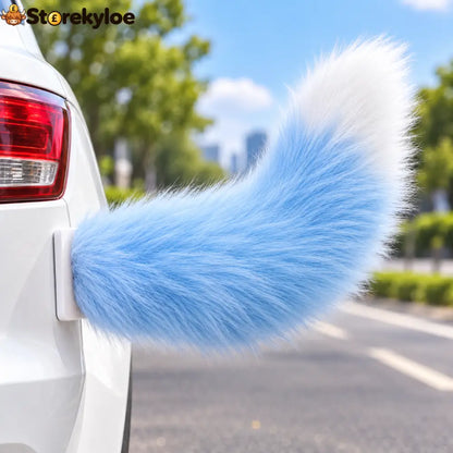 🐾 Remote Control Moving Car Tail – Usb Rechargeable Fluffy Vehicle Decoration - Sky Blue