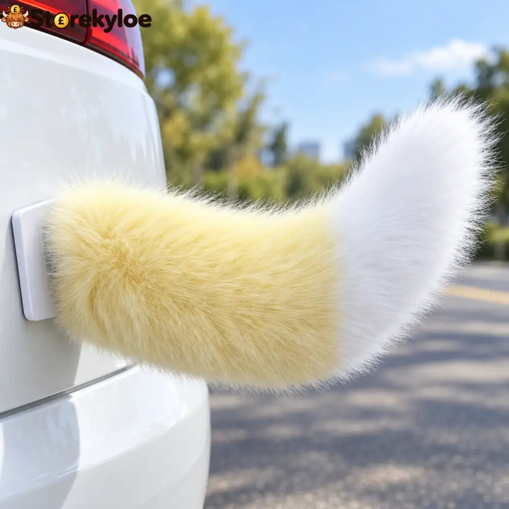 🐾 Remote Control Moving Car Tail – Usb Rechargeable Fluffy Vehicle Decoration - yellow