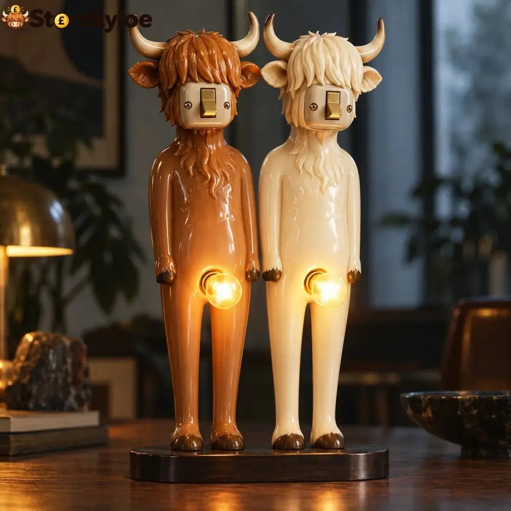 💡Retro Companions Oddity Lamp – Weirdly Charming Light - 🐮Highland Cow