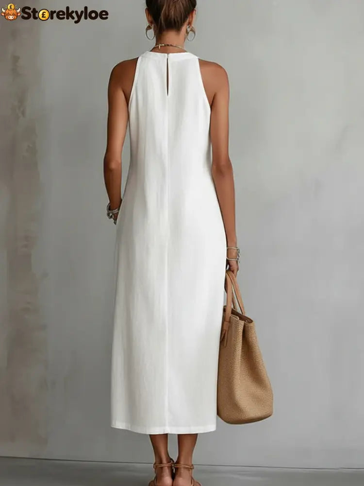 🌿 Retro Cozy Lace Minimalist Linen Dress