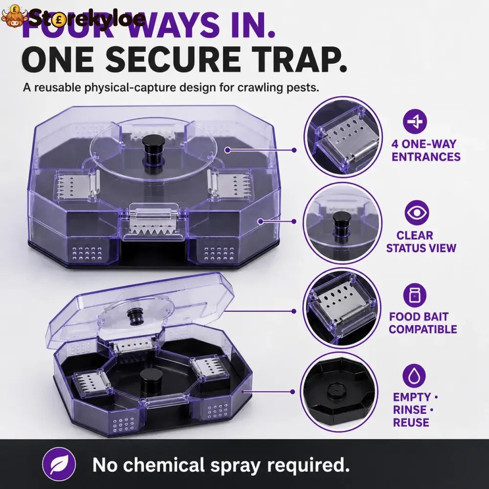 🪳✨ Reusable No-Spray Roach Trap – Chemical-Free Washable & Easy to Reuse 🏠♻️ - 1 Trap