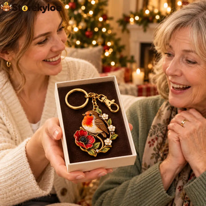 ROBIN & POPPY PEARL REMEMBRANCE KEYRING ❤️ A Gentle Tribute To Carry Every Day - ROBIN