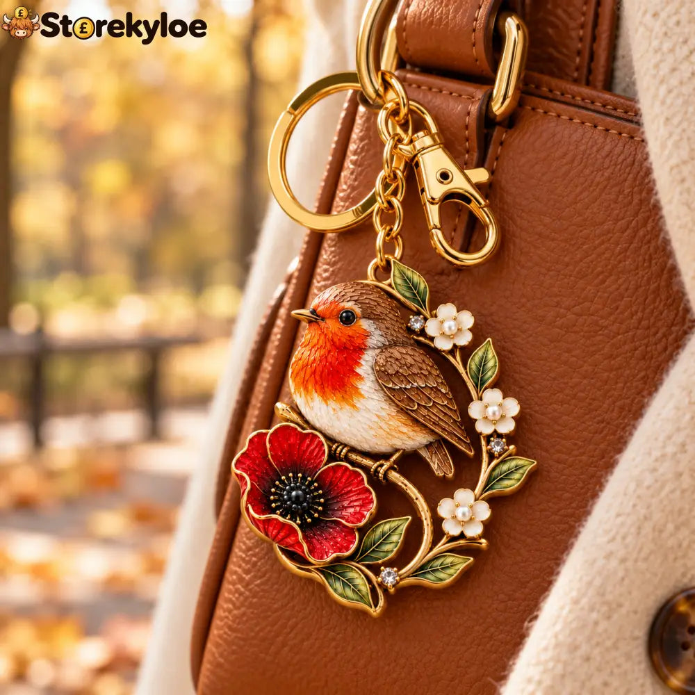 ROBIN & POPPY PEARL REMEMBRANCE KEYRING ❤️ A Gentle Tribute To Carry Every Day - ROBIN