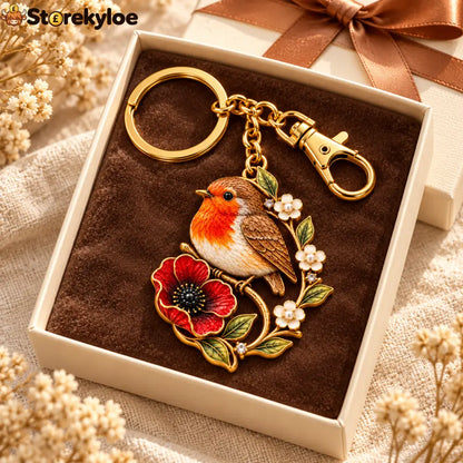 ROBIN & POPPY PEARL REMEMBRANCE KEYRING ❤️ A Gentle Tribute To Carry Every Day - ROBIN