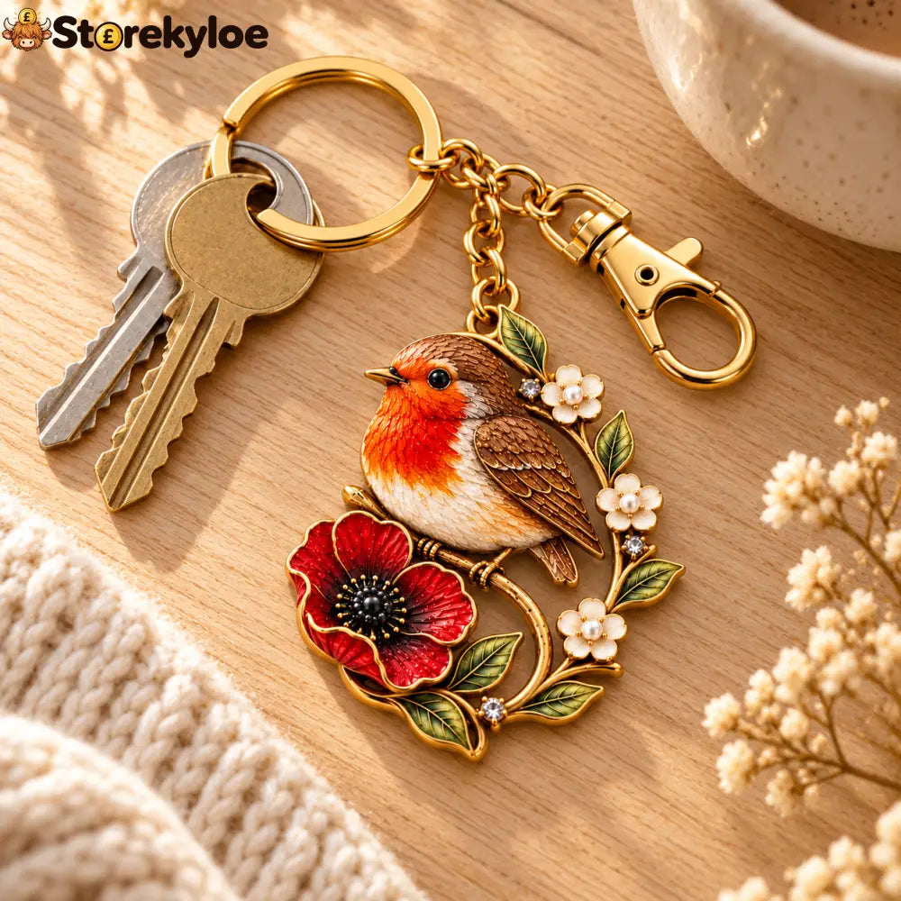 ROBIN & POPPY PEARL REMEMBRANCE KEYRING ❤️ A Gentle Tribute To Carry Every Day - ROBIN