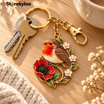 ROBIN & POPPY PEARL REMEMBRANCE KEYRING ❤️ A Gentle Tribute To Carry Every Day - ROBIN