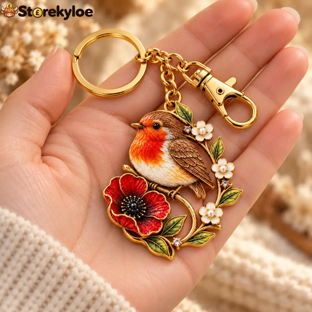 ROBIN & POPPY PEARL REMEMBRANCE KEYRING ❤️ A Gentle Tribute To Carry Every Day - ROBIN