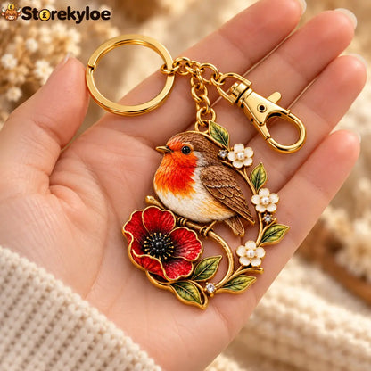 ROBIN & POPPY PEARL REMEMBRANCE KEYRING ❤️ A Gentle Tribute To Carry Every Day - ROBIN