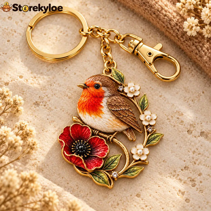 ROBIN & POPPY PEARL REMEMBRANCE KEYRING ❤️ A Gentle Tribute To Carry Every Day - ROBIN