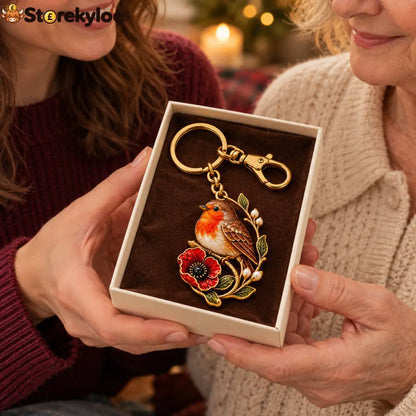 Robin & Poppy Remembrance Keyring ❤️ Carry Their Memory Every Day - ROBIN