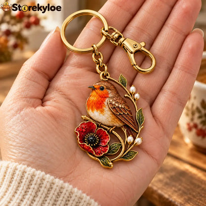 Robin & Poppy Remembrance Keyring ❤️ Carry Their Memory Every Day - ROBIN