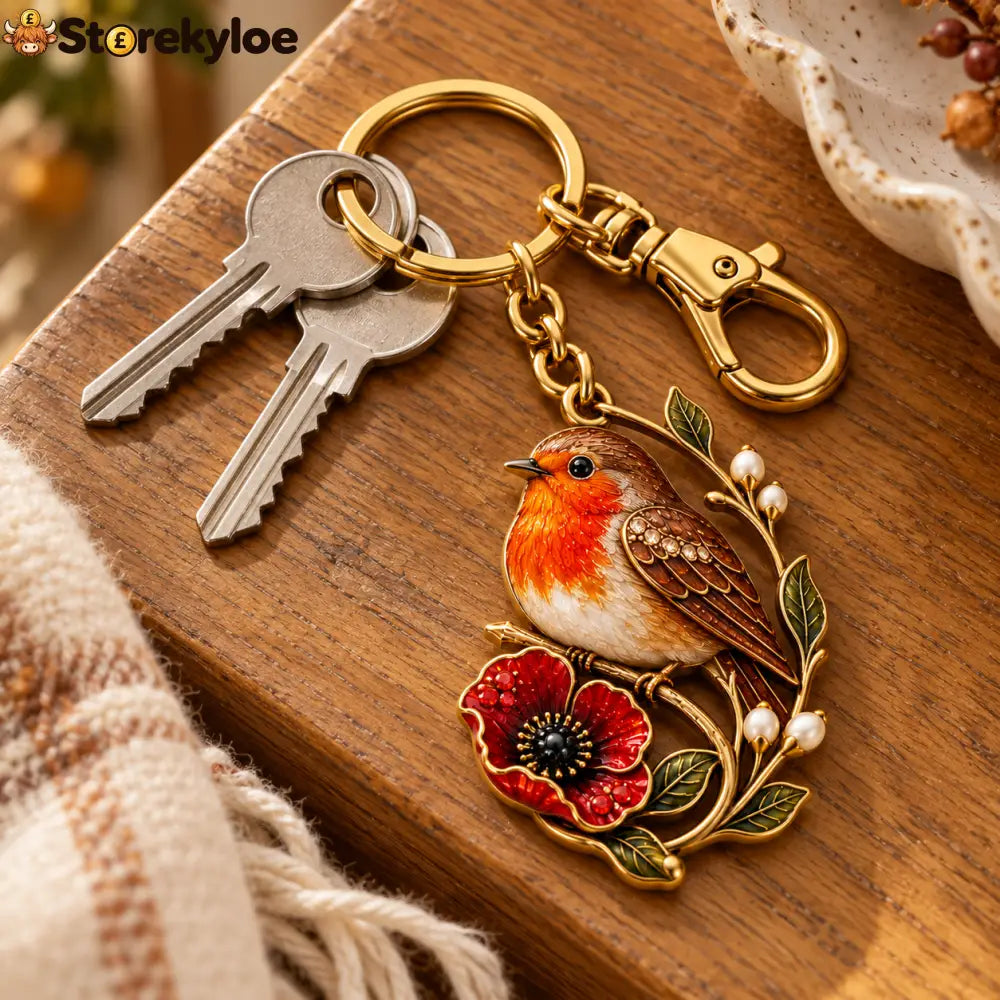 Robin & Poppy Remembrance Keyring ❤️ Carry Their Memory Every Day - ROBIN