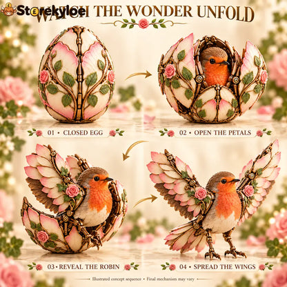 🌹🐦 Rosewing Robin – 2-in-1 Rose Egg to Mechanical Bird Transforming Figure - 1
