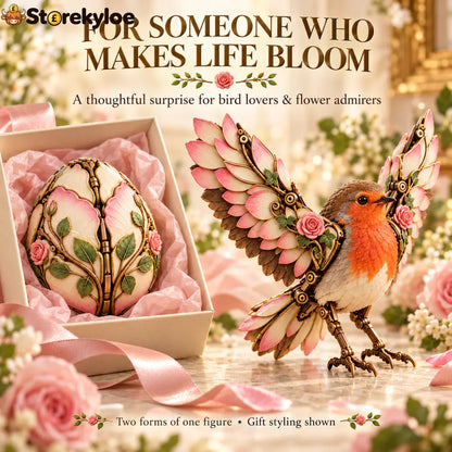 🌹🐦 Rosewing Robin – 2-in-1 Rose Egg to Mechanical Bird Transforming Figure - 1