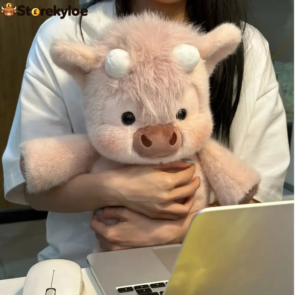 🐂🐮 Running Scottish Highland Cow Stuffed Animal - Pink Highland Cow