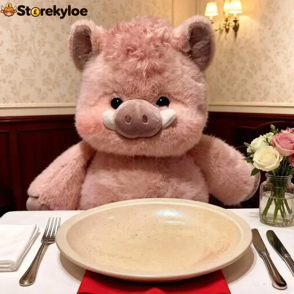🐂🐮 Running Scottish Highland Cow Stuffed Animal - Pink Pig
