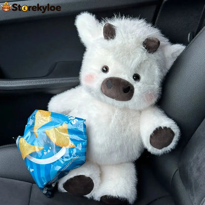 🐂🐮 Running Scottish Highland Cow Stuffed Animal - White Highland Cow
