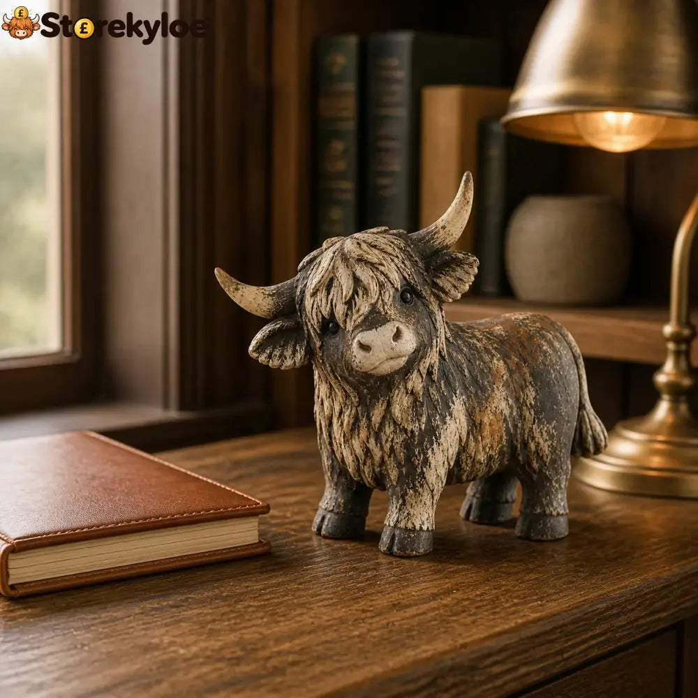🐮 Rustic Highland Cow Figurine – Charming Farmhouse Tabletop Decor - All Collections