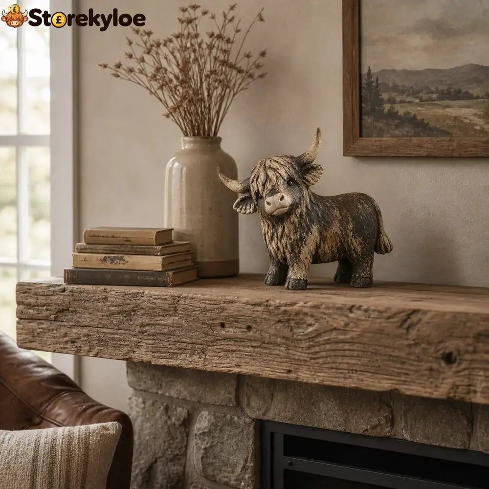 🐮 Rustic Highland Cow Figurine – Charming Farmhouse Tabletop Decor - All Collections