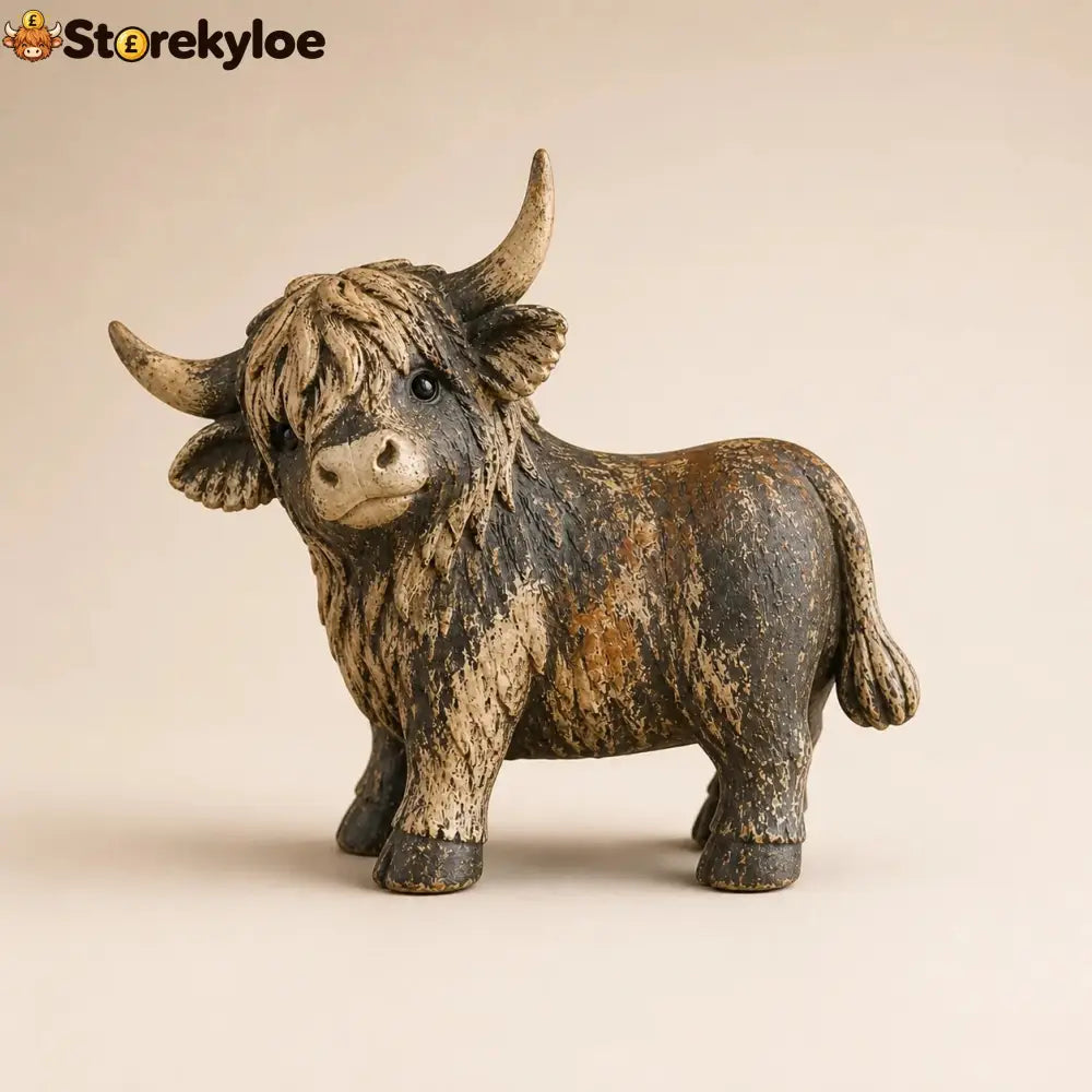 🐮 Rustic Highland Cow Figurine – Charming Farmhouse Tabletop Decor - All Collections