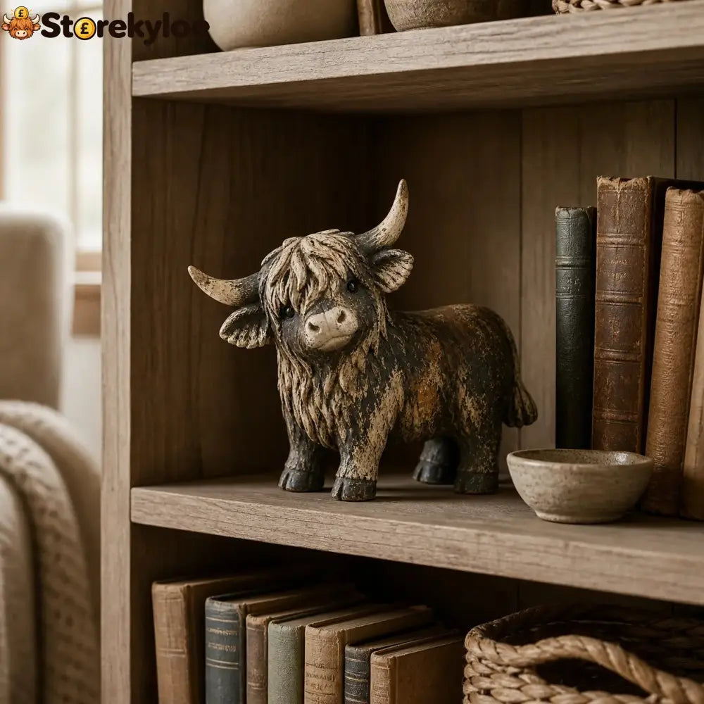 🐮 Rustic Highland Cow Figurine – Charming Farmhouse Tabletop Decor - All Collections