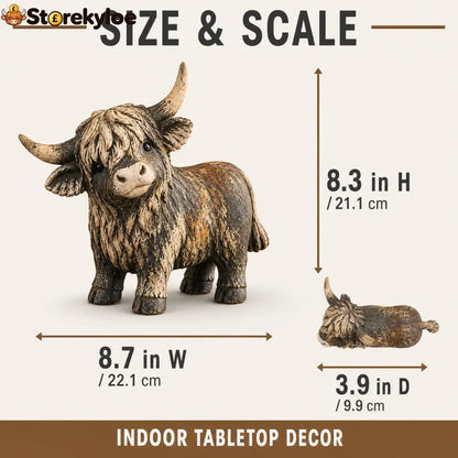 🐮 Rustic Highland Cow Figurine – Charming Farmhouse Tabletop Decor - All Collections