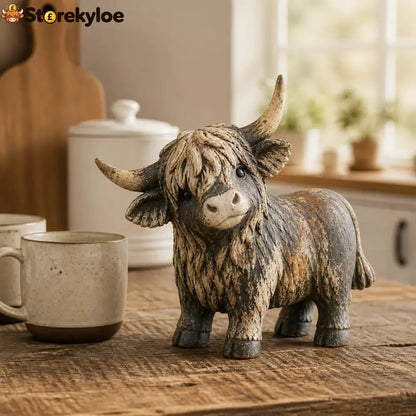 🐮 Rustic Highland Cow Figurine – Charming Farmhouse Tabletop Decor - All Collections
