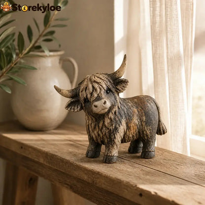 🐮 Rustic Highland Cow Figurine – Charming Farmhouse Tabletop Decor - All Collections