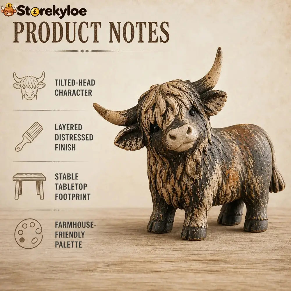 🐮 Rustic Highland Cow Figurine – Charming Farmhouse Tabletop Decor - All Collections
