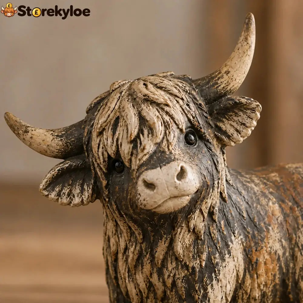 🐮 Rustic Highland Cow Figurine – Charming Farmhouse Tabletop Decor - All Collections