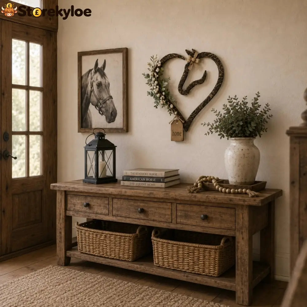 Rustic Horse Heart Wall Decor with Greenery – Farmhouse Equestrian Home Accent
