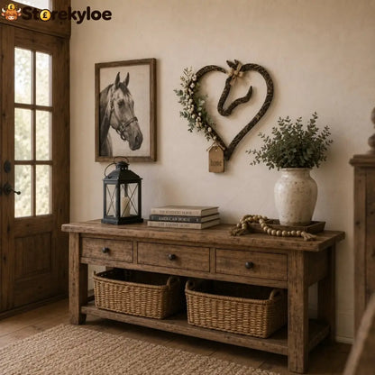 Rustic Horse Heart Wall Decor with Greenery – Farmhouse Equestrian Home Accent