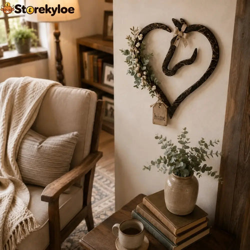 Rustic Horse Heart Wall Decor with Greenery – Farmhouse Equestrian Home Accent