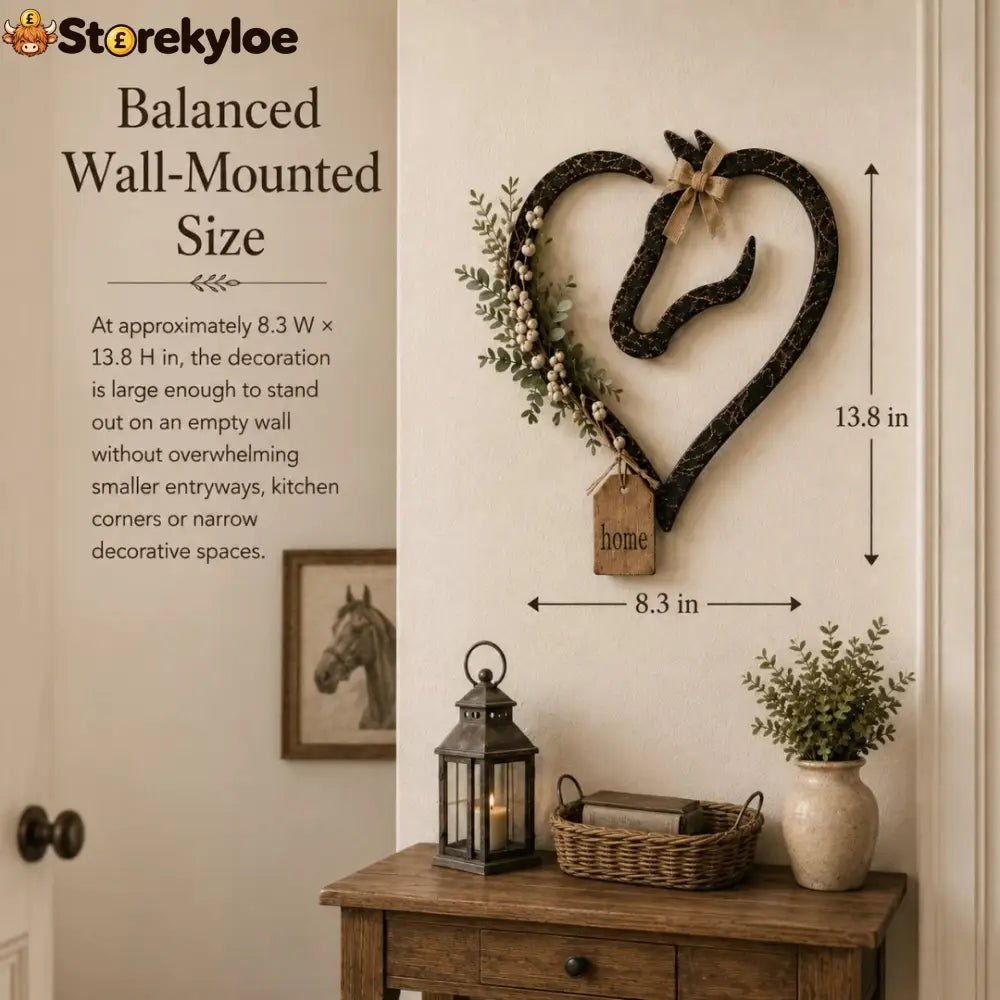 Rustic Horse Heart Wall Decor with Greenery – Farmhouse Equestrian Home Accent