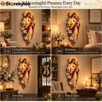 🕊️ Sacred Heart Of Jesus Lighted Wall Decor - Sacred Heart Of Jesus