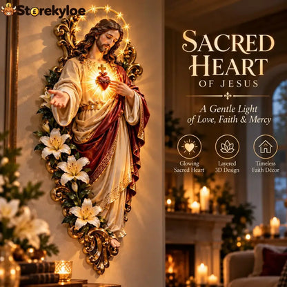 🕊️ Sacred Heart Of Jesus Lighted Wall Decor - Sacred Heart Of Jesus