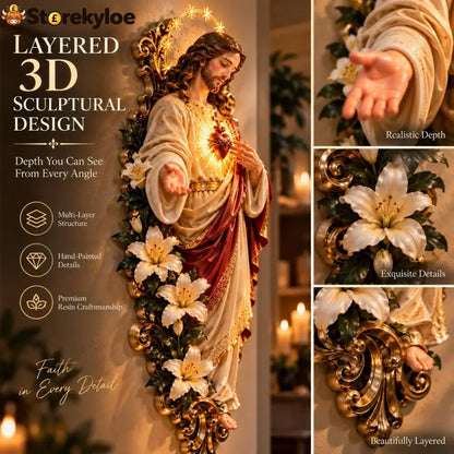 🕊️ Sacred Heart Of Jesus Lighted Wall Decor - Sacred Heart Of Jesus