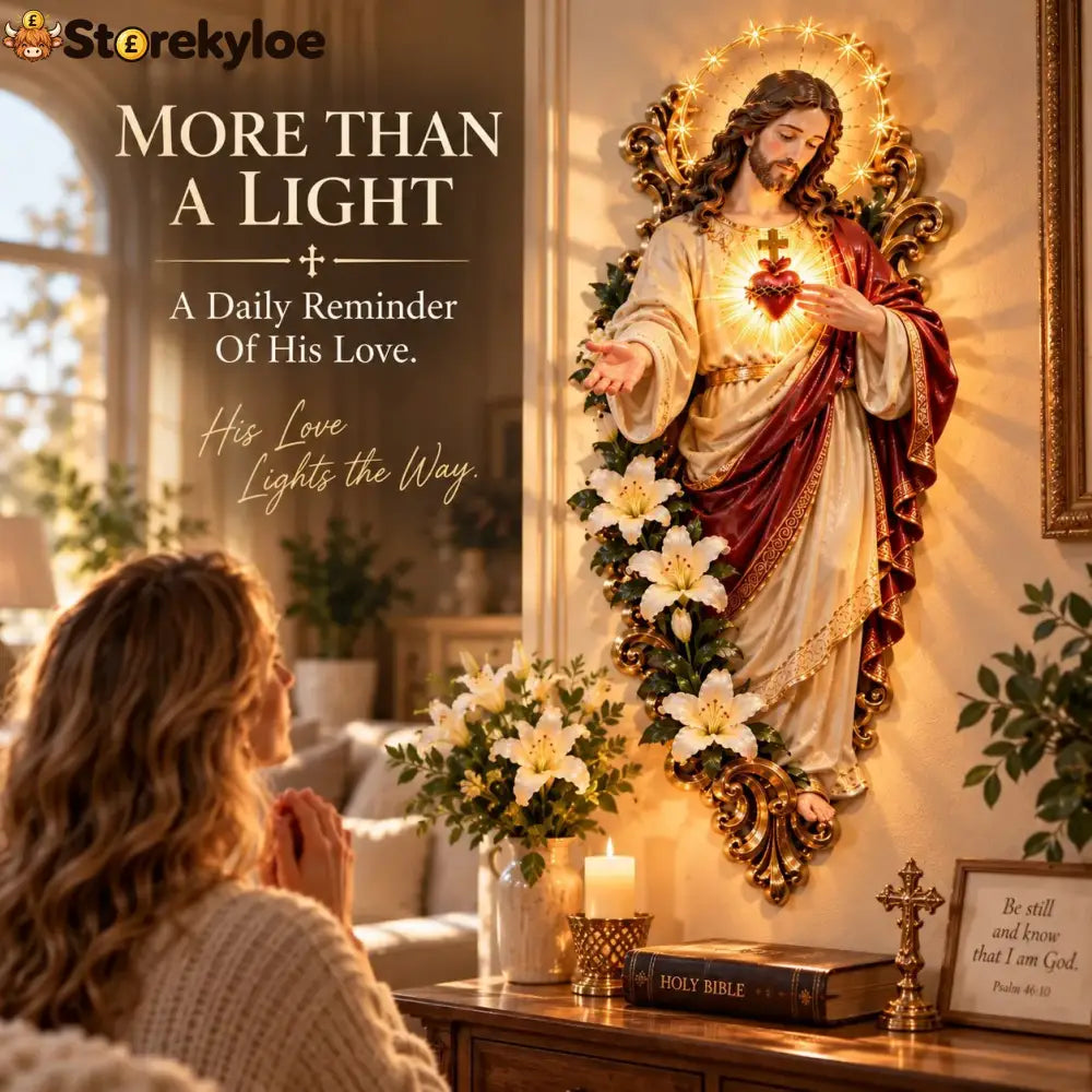 🕊️ Sacred Heart Of Jesus Lighted Wall Decor - Sacred Heart Of Jesus