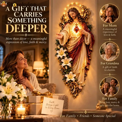 🕊️ Sacred Heart Of Jesus Lighted Wall Decor - Sacred Heart Of Jesus