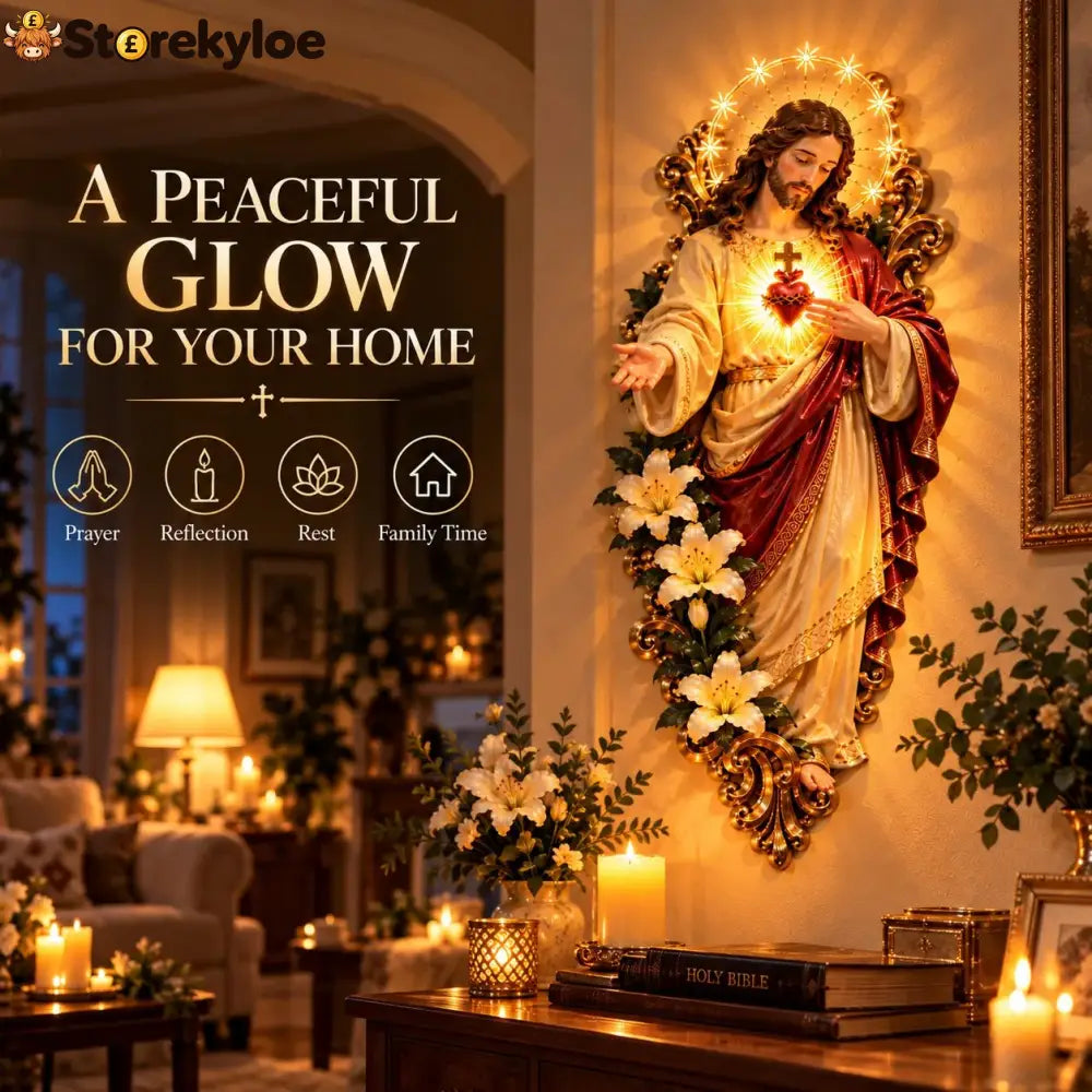🕊️ Sacred Heart Of Jesus Lighted Wall Decor - Sacred Heart Of Jesus