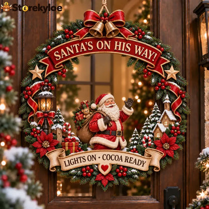🎅 Santa Christmas Wooden Door Hanger