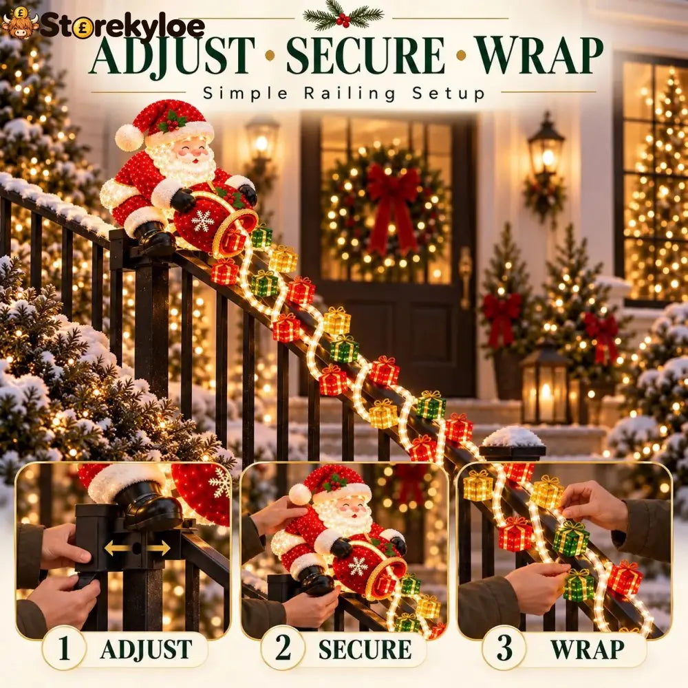 🔥🎅 Santa Magic Gift Cascade Railing Light