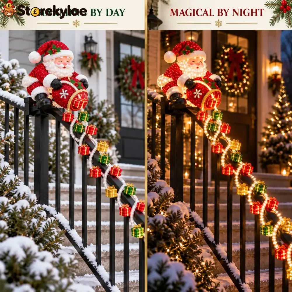 🔥🎅 Santa Magic Gift Cascade Railing Light