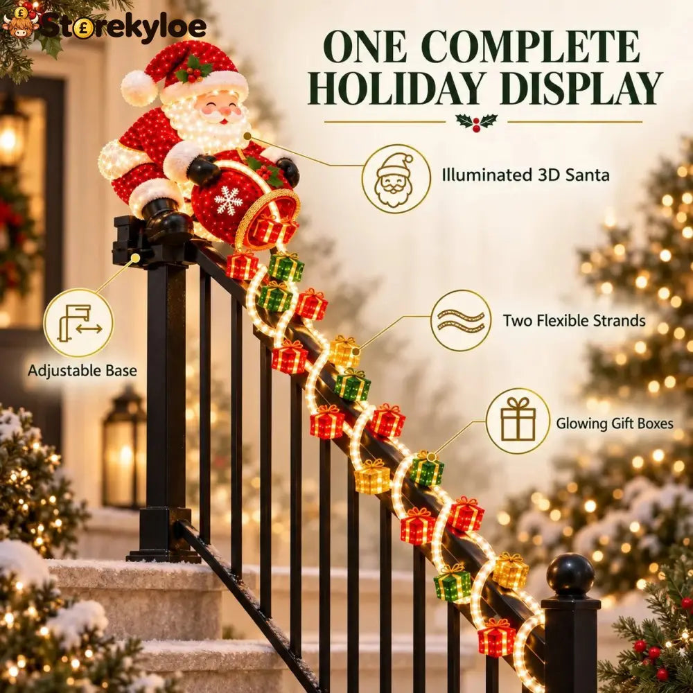 🔥🎅 Santa Magic Gift Cascade Railing Light