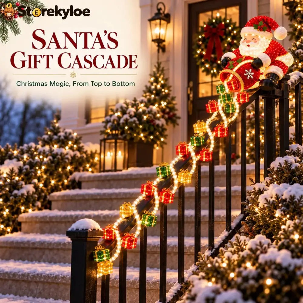 🔥🎅 Santa Magic Gift Cascade Railing Light