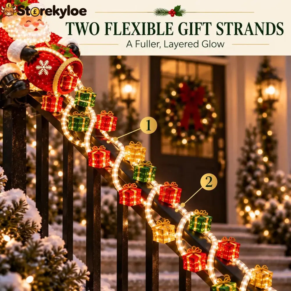 🔥🎅 Santa Magic Gift Cascade Railing Light