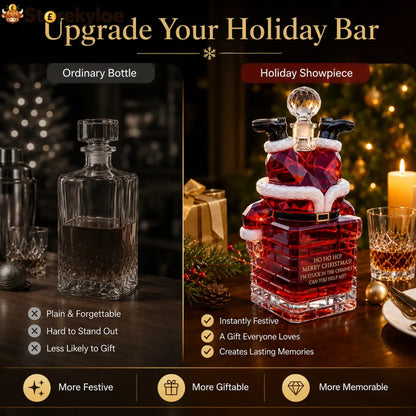 🎅 Santa Stuck in Chimney Decanter – Funny Holiday Whiskey Bottle 🥃