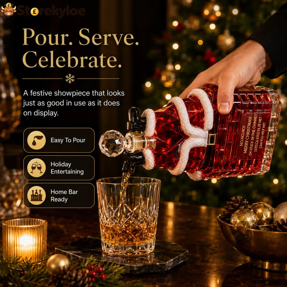 🎅 Santa Stuck in Chimney Decanter – Funny Holiday Whiskey Bottle 🥃